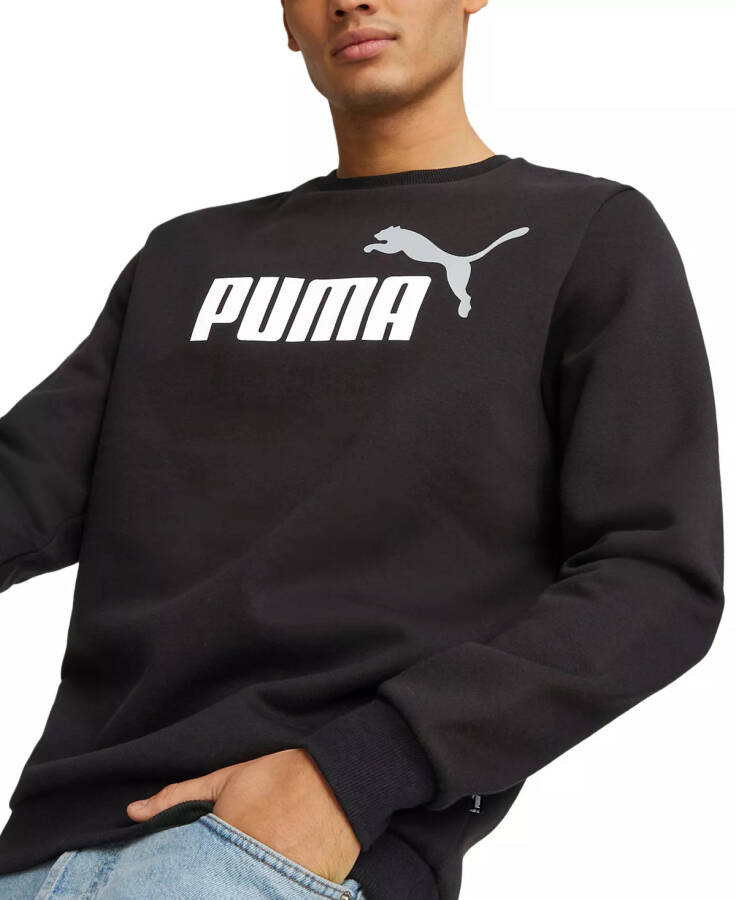 Erkek ESS+ Büyük Logo Yuvarlak Yaka Sweatshirt Puma Siyah-Puma Beyaz - 1