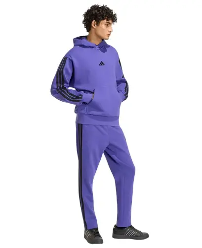 Men's Essential Three-Stripes Fleece Hoodie - Pure Purple 