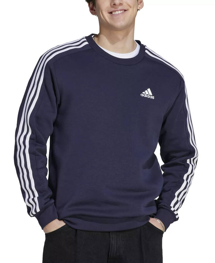 Erkek Essentials Fleece 3-Şeritli Sweatshirt Legend Ink / Beyaz - 1