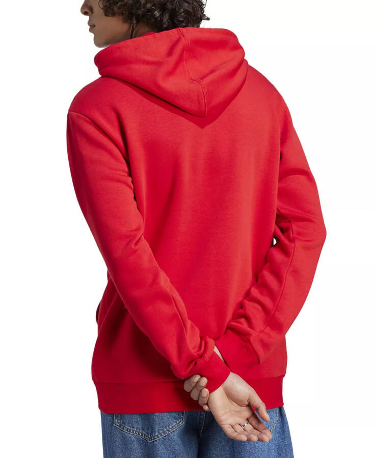 Erkek Essentials Fleece Büyük Logo Kapüşonlu Sweatshirt Kırmızı / Beyaz - 2