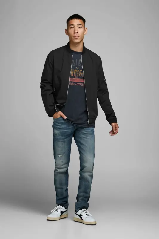 Erkek Fermuarlı Bomber Büyük Battal Ceket - 12165203-Siyah - 4