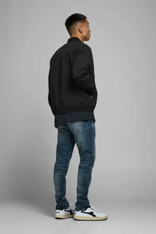 Erkek Fermuarlı Bomber Büyük Battal Ceket - 12165203-Siyah - 3