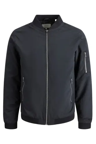 Erkek Fermuarlı Bomber Büyük Battal Ceket - 12165203-Siyah - 8