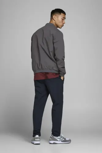 Erkek Fermuarlı Bomber Ceket-Asphalt - 5