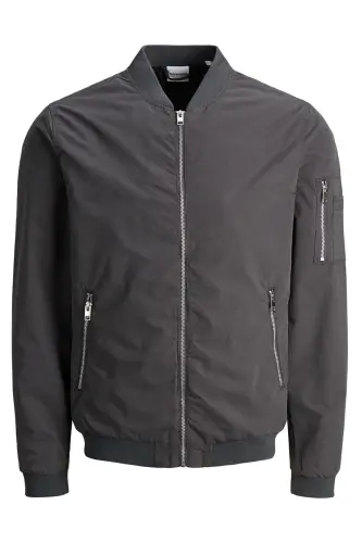 Erkek Fermuarlı Bomber Ceket-Asphalt - 6