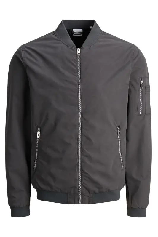 Erkek Fermuarlı Bomber Ceket-Asphalt - 6