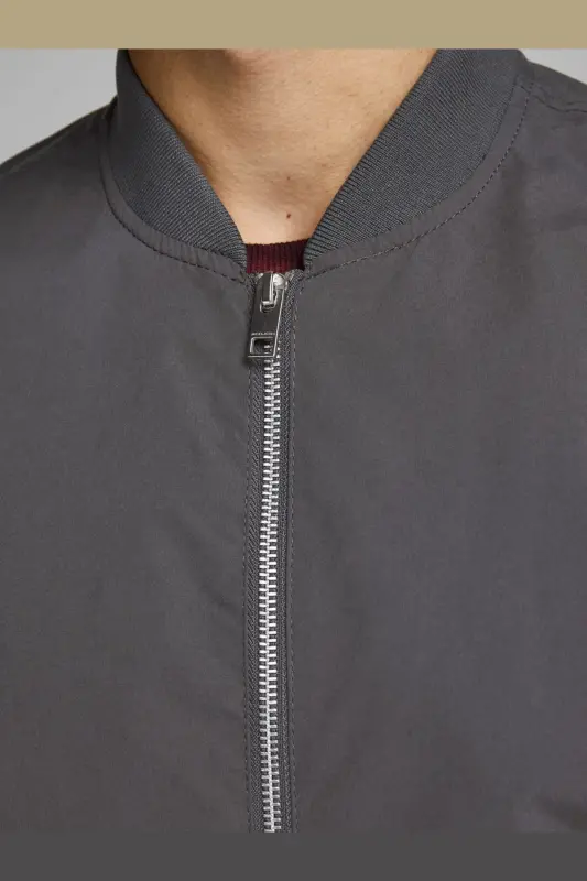 Erkek Fermuarlı Bomber Ceket-Asphalt - 7