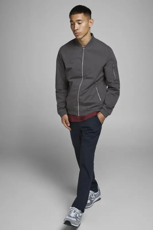 Erkek Fermuarlı Bomber Ceket-Asphalt - JACK & JONES