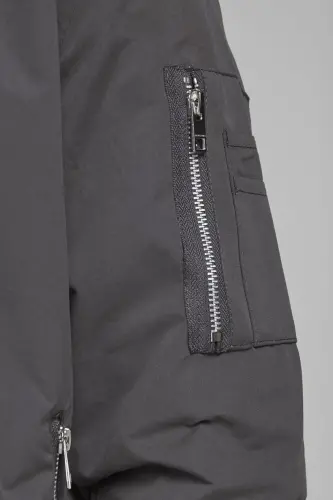 Erkek Fermuarlı Bomber Ceket-Asphalt - JACK & JONES (1)