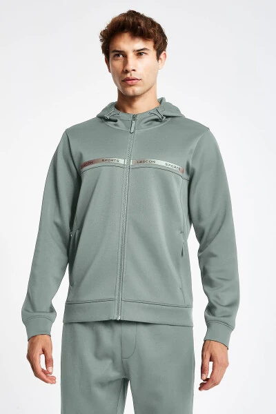 Erkek Fermuarlı Kapüşonlu Sweatshirt 24N-1128-Yeşil - LESCON