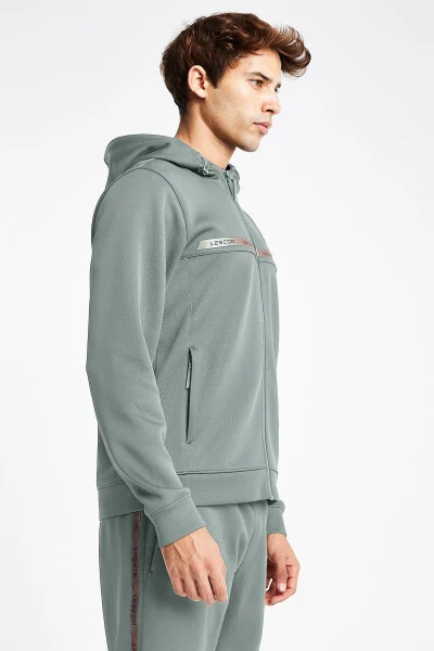 Erkek Fermuarlı Kapüşonlu Sweatshirt 24N-1128-Yeşil - LESCON (1)