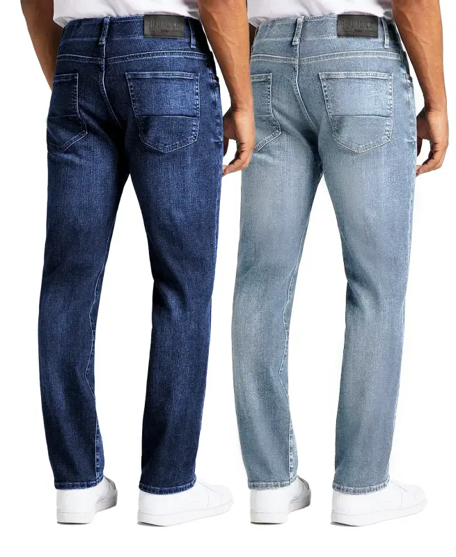 Men's Flex Stretch Slim Straight Jeans, Pack of 2 - Light Blue, Gray - 1