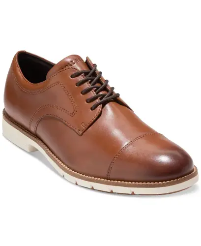 Men's FlexGrand 360 Cap-Toe Oxford Dress Shoe - British Tan-Ivory - 1