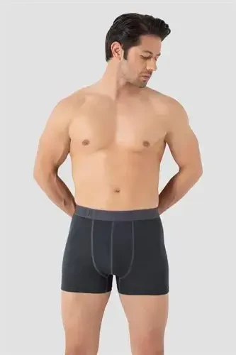 Erkek Füme Büyük Beden Boxer Pamuklu Likralı Yumuşak ve Esnek Kumaş 5'li Paket - 6