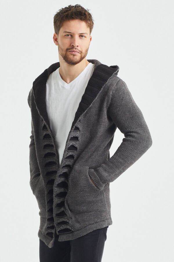 Erkek Füme Desenli Panço Triko Hırka- Hrk2020r01s-Füme - 3