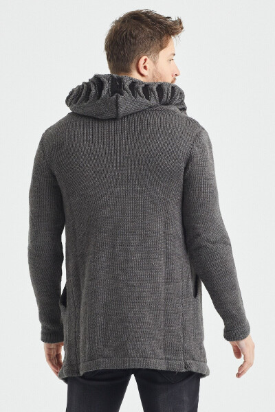 Erkek Füme Desenli Panço Triko Hırka- Hrk2020r01s-Füme - 6