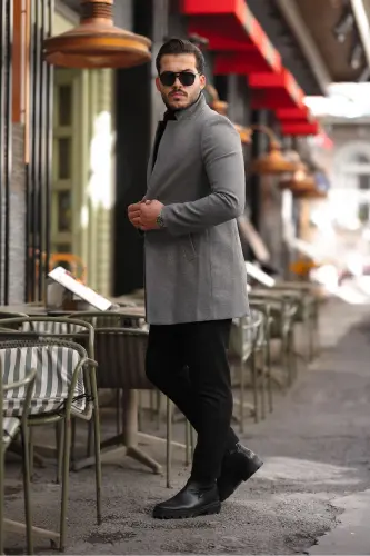 Erkek FÜME Kaşe Kaban-füme - 4