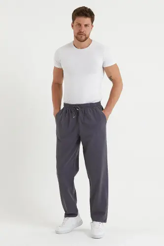 Erkek Füme Renk Basic Relaxed Fit Jogger Pantolon-FÜME - 3