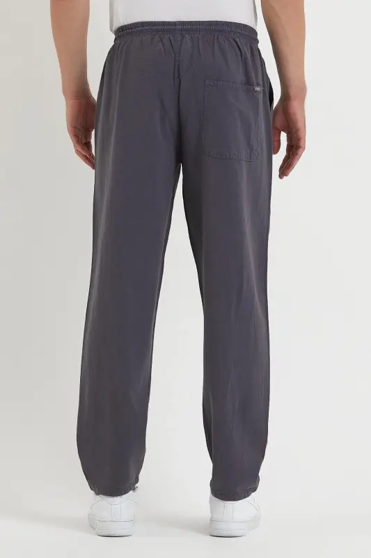 Erkek Füme Renk Basic Relaxed Fit Jogger Pantolon-FÜME - 6