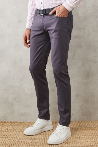 Erkek Füme Slim Fit Dar Kesim 5 Cep Esnek Chino Pantolon - 5