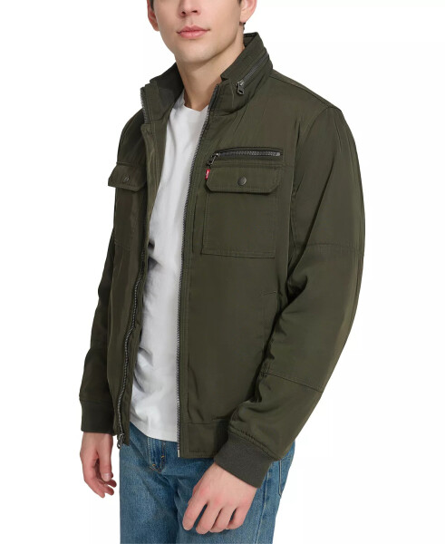 Men's Twill Stand-Collar Jacket-Army Green 