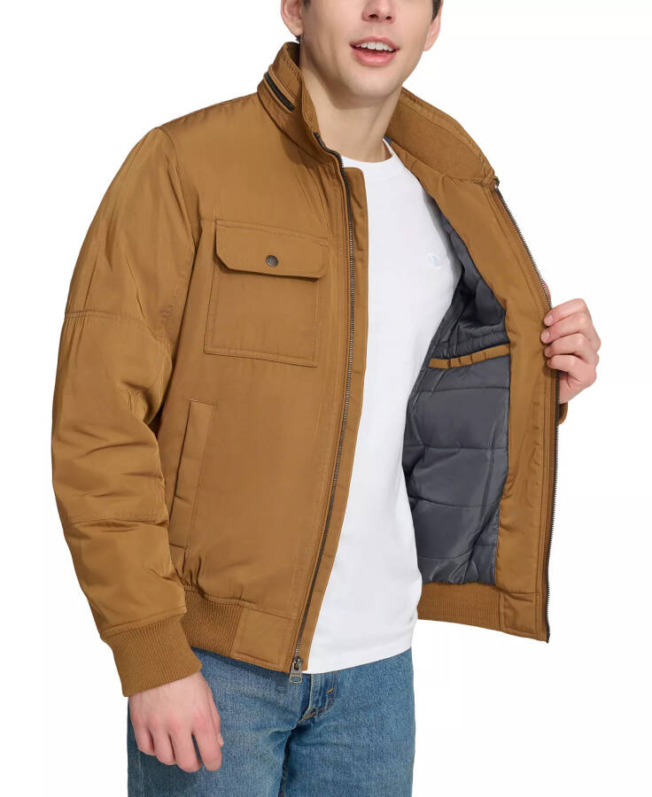 Men's Twill Stand-Collar Jacket-Brown - 4