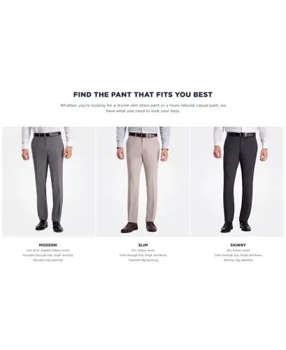 Men's Gabardine Skinny/Extra-Slim Fit Performance Stretch Flat-Front Dress Pants - 6