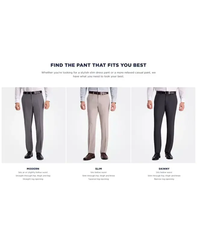 Men's Gabardine Skinny/Extra-Slim Fit Performance Stretch Flat-Front Dress Pants - 6