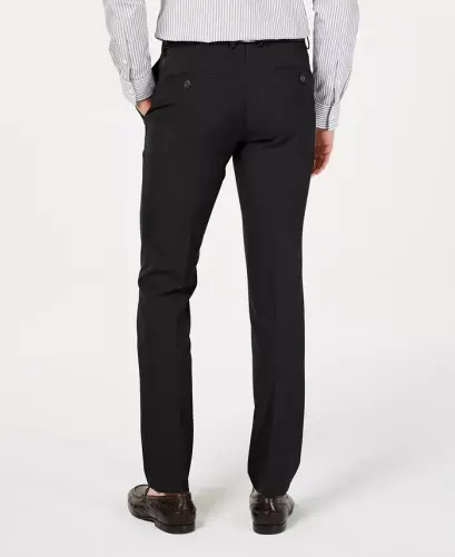 Men's Gabardine Skinny/Extra-Slim Fit Performance Stretch Flat-Front Dress Pants - Black - 2