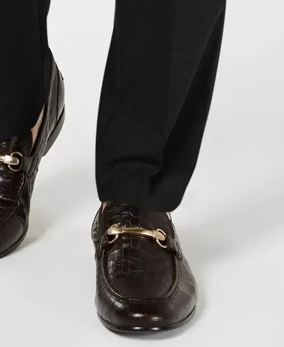 Men's Gabardine Skinny/Extra-Slim Fit Performance Stretch Flat-Front Dress Pants - Black - 5