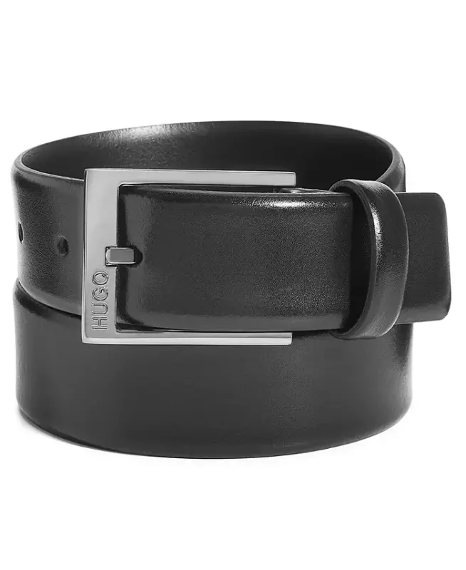 Men's Garney Plaque-Buckle Leather Dress Belt - HUGO BOSS