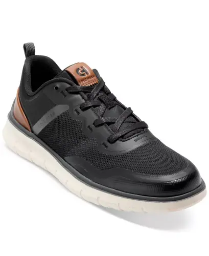 Men's Generation ZERØGRAND Stitchlite ™ Lace-Up Sneakers-Black-British Tan-Ivory 