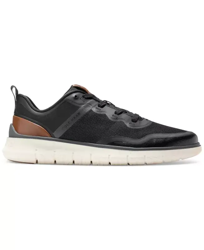 Men's Generation ZERØGRAND Stitchlite ™ Lace-Up Sneakers - Black-British Tan-Ivory - 2
