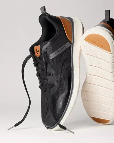 Men's Generation ZERØGRAND Stitchlite ™ Lace-Up Sneakers - Black-British Tan-Ivory - 9