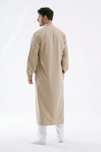 Erkek Geniş Kesim Cellabiye – Hac Umre & Günlük – Pamuk-Viskon - Bej-Bej - 3