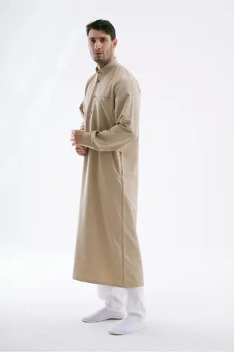 Erkek Geniş Kesim Cellabiye – Hac Umre & Günlük – Pamuk-Viskon - Bej-Bej - 4