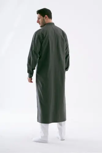 Erkek Geniş Kesim Cellabiye – Hac Umre & Günlük – Pamuk-Viskon - Koyu Yeşil-Yeşil - 3