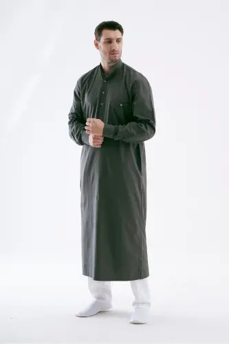 Erkek Geniş Kesim Cellabiye – Hac Umre & Günlük – Pamuk-Viskon - Koyu Yeşil-Yeşil - 4