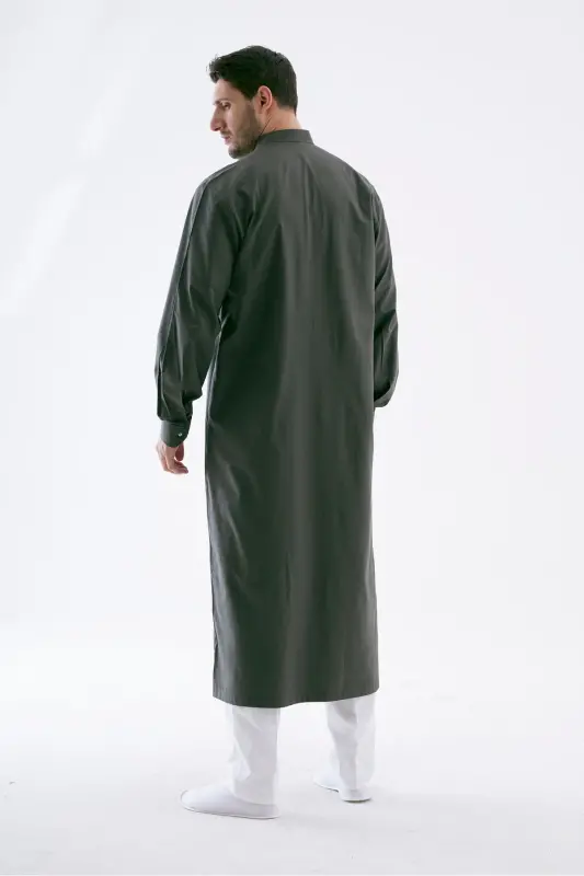 Erkek Geniş Kesim Cellabiye – Hac Umre & Günlük – Pamuk-Viskon - Koyu Yeşil-Yeşil - 3