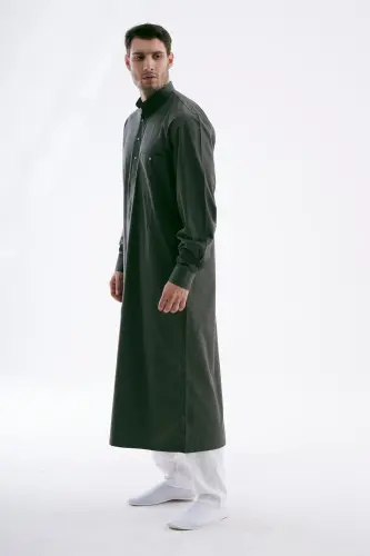 Erkek Geniş Kesim Cellabiye – Hac Umre & Günlük – Pamuk-Viskon - Koyu Yeşil-Yeşil - BERATNUR (1)