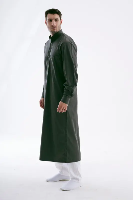 Erkek Geniş Kesim Cellabiye – Hac Umre & Günlük – Pamuk-Viskon - Koyu Yeşil-Yeşil - 2