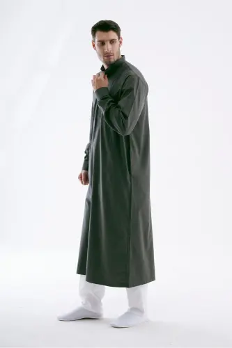 Erkek Geniş Kesim Cellabiye – Hac Umre & Günlük – Pamuk-Viskon - Koyu Yeşil-Yeşil - 5