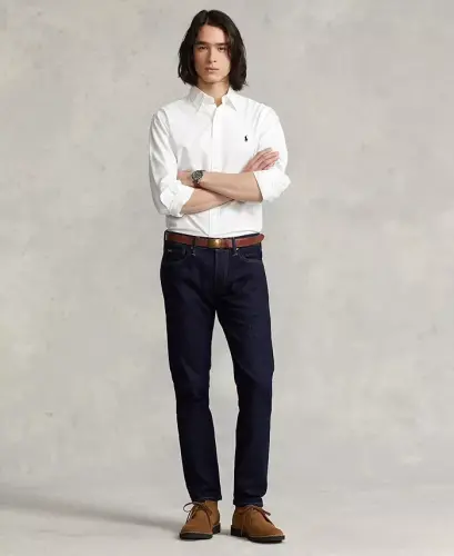 Men's Garment-Dyed Oxford Shirt-White - 2