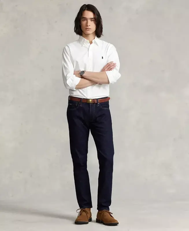 Men's Garment-Dyed Oxford Shirt-White - 2