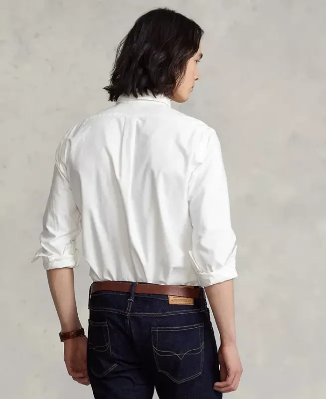 Men's Garment-Dyed Oxford Shirt-White - 4