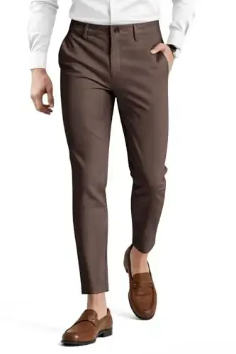 Mens Dress Pants Slim Fit Stretch Fashion Plaid Pant Skinny Leg - 2