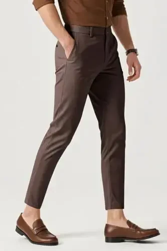 Mens Dress Pants Slim Fit Stretch Fashion Plaid Pant Skinny Leg - 3