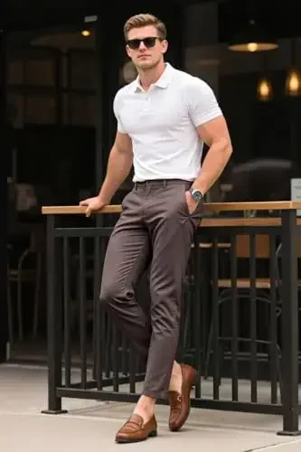 Mens Dress Pants Slim Fit Stretch Fashion Plaid Pant Skinny Leg - 6