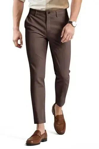 Mens Dress Pants Slim Fit Stretch Fashion Plaid Pant Skinny Leg 