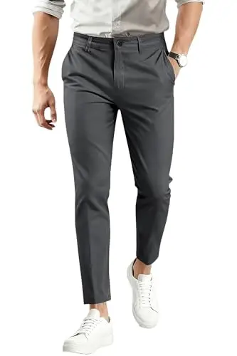 Mens Dress Pants Slim Fit Stretch Fashion Plaid Pant Skinny Leg - 3